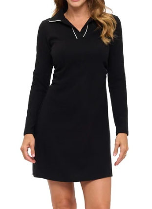 Black Bethany Collar Knit Dress