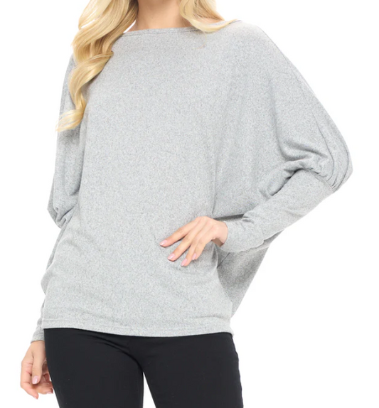 Grey Jayleen Cuffed Sleeve Knit Top