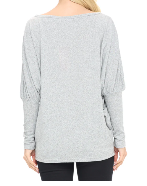 Grey Jayleen Cuffed Sleeve Knit Top