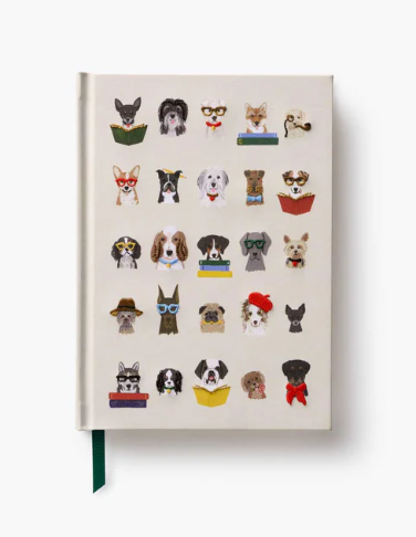 Embroidered Journal- Studious Dogs
