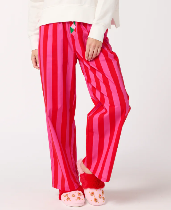 Red & Pink Festive Stripe Boxer Pajama Pant