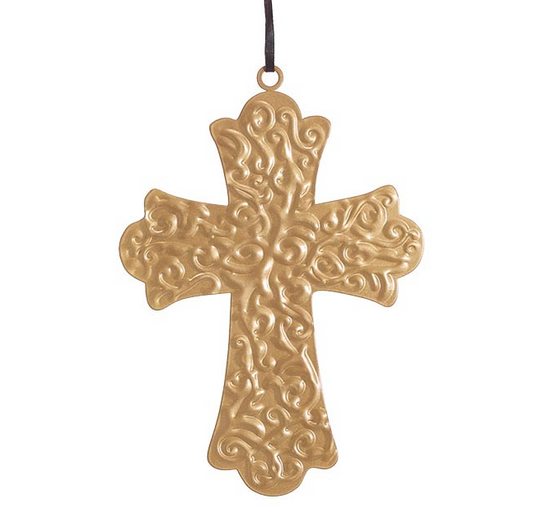 Embossed Gold Cross Ornament