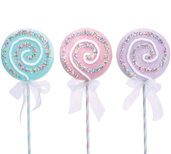 Pastel Lollipop Pick With Ribbon
