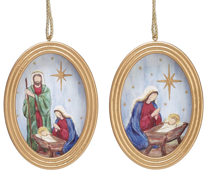 Gold Framed Ornament Holy Family And Mary Praying