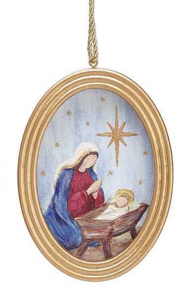 Gold Framed Ornament Holy Family And Mary Praying