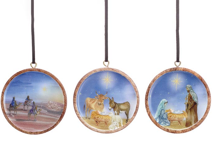 Assorted Round Religious Scene Ornament