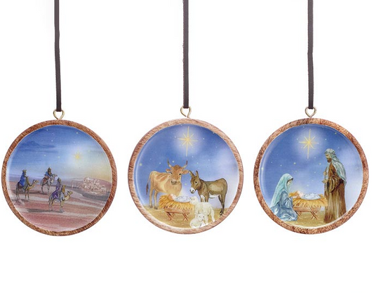 Assorted Round Religious Scene Ornament