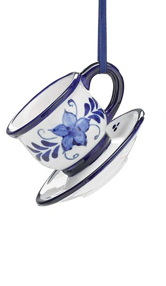 Blue And White Floral Teapot/Teacup Ornament