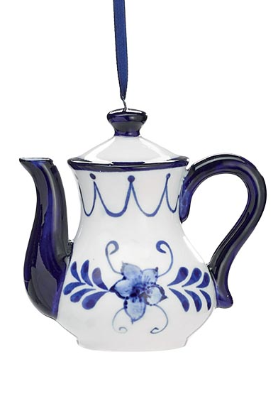 Blue And White Floral Teapot/Teacup Ornament
