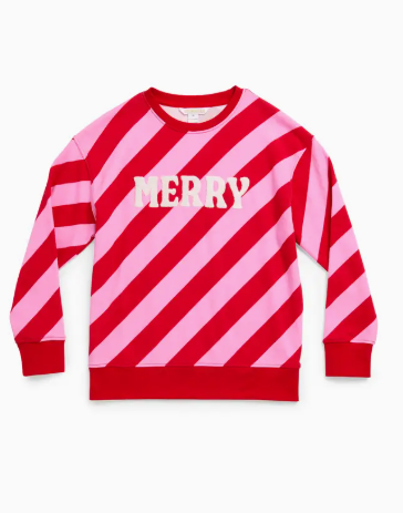 "Merry" Diagonal Striped Classic Sweatshirt