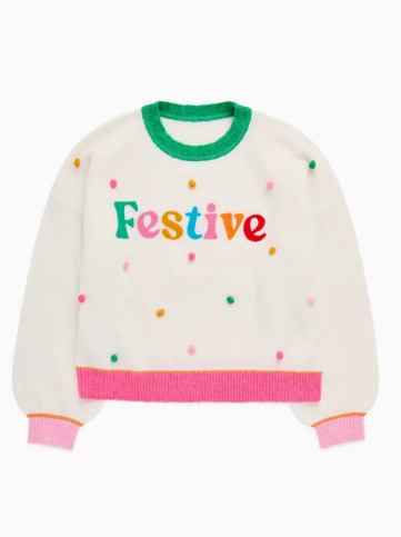 Festive Pom Pom Relaxed Sweater