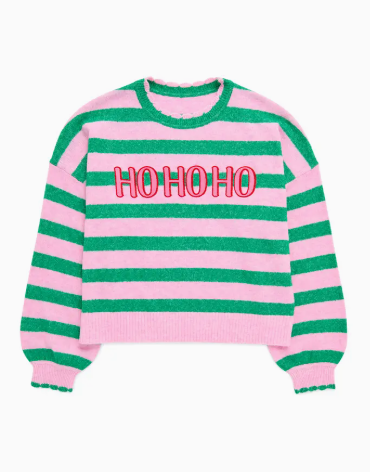 Ho Ho Ho Scallop Trim Relaxed Sweater