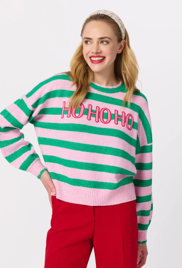 Ho Ho Ho Scallop Trim Relaxed Sweater