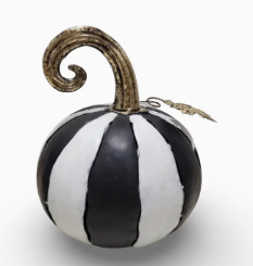 Metal Cut Out Pumpkin Lantern 14.25" Black/White