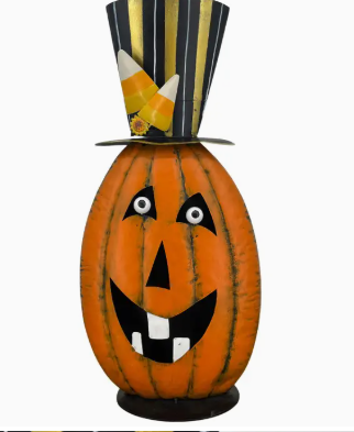 Wild Top Hat Metal Pumpkin 19.25"