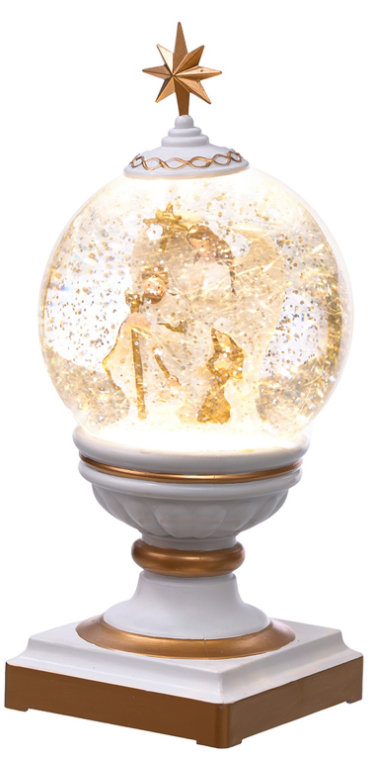 Acrylic Nativity With Angel Water Globe With Sound