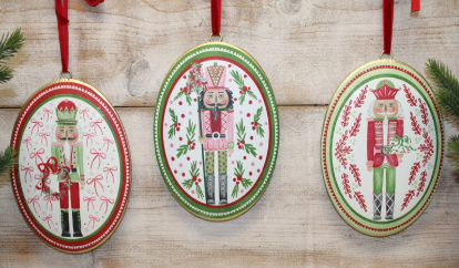 Metal Glittered Nutcracker Ornament