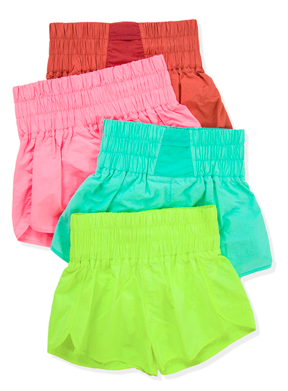 Windbreaker Smocked High Waisted Running Shorts
