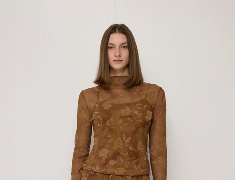 Mod Ref The Zoe Top Sheer Long Sleeve Mock Neck