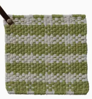 Hazel Mazel Cotton Crocheted Pot Holder With Leather Loop