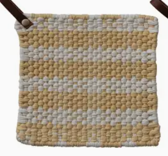 Hazel Mazel Cotton Crocheted Pot Holder With Leather Loop
