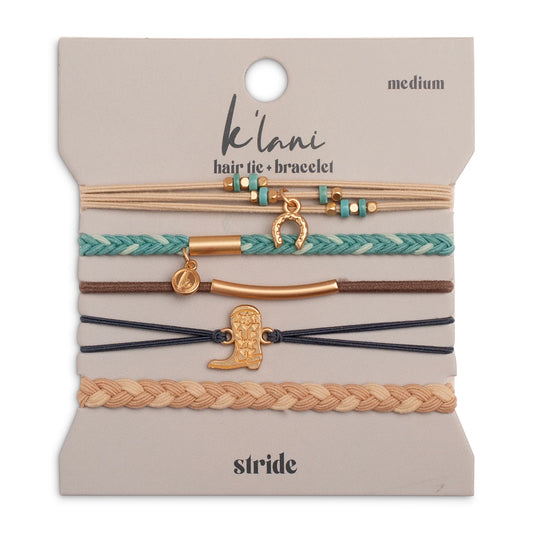 K'Lani "Stride" Turquoise with Gold Cowboy Boot Hair Tie Bracelets