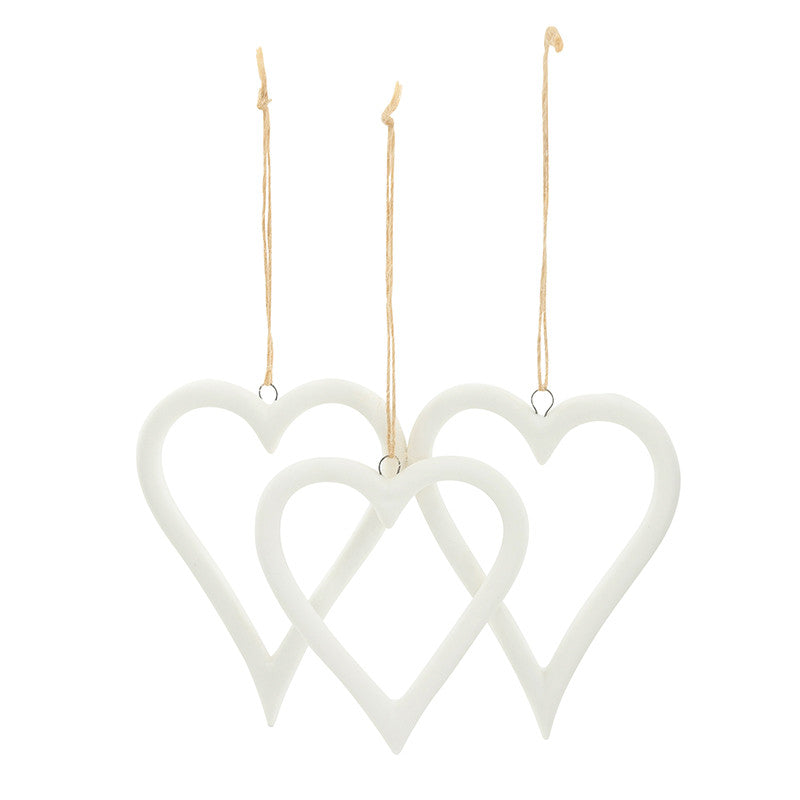 Ceramic Bisque Dove & Heart Ornaments