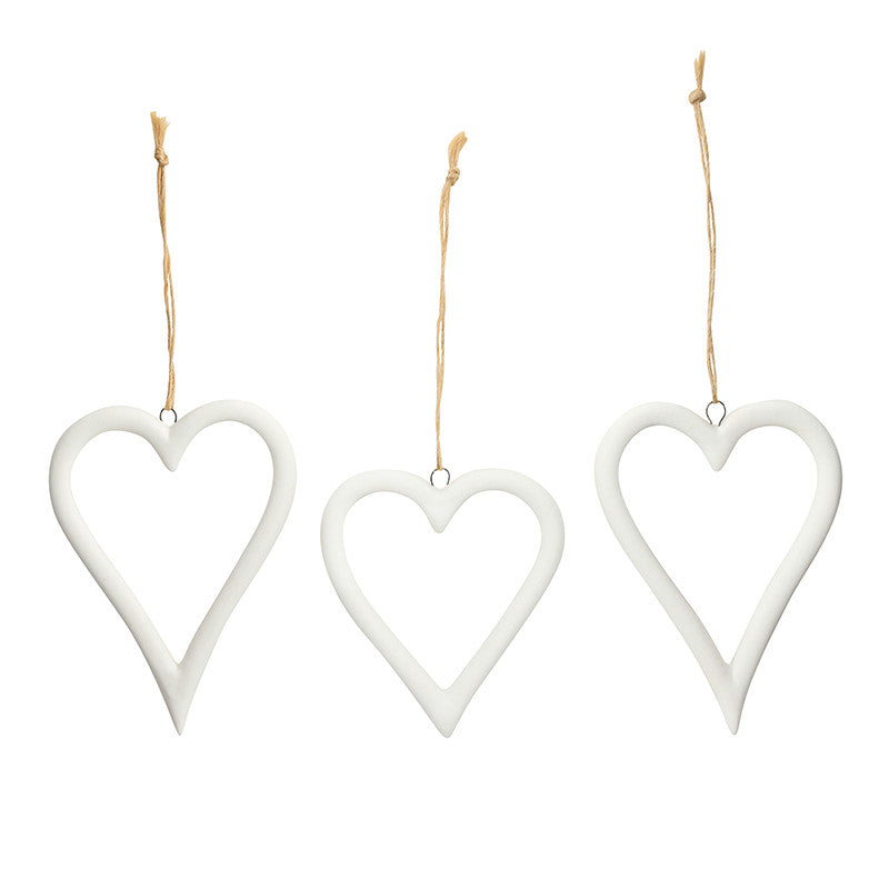 Ceramic Bisque Dove & Heart Ornaments
