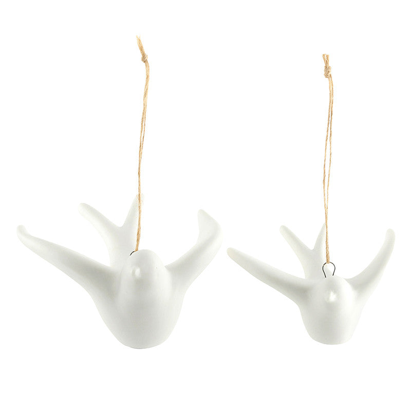 Ceramic Bisque Dove & Heart Ornaments