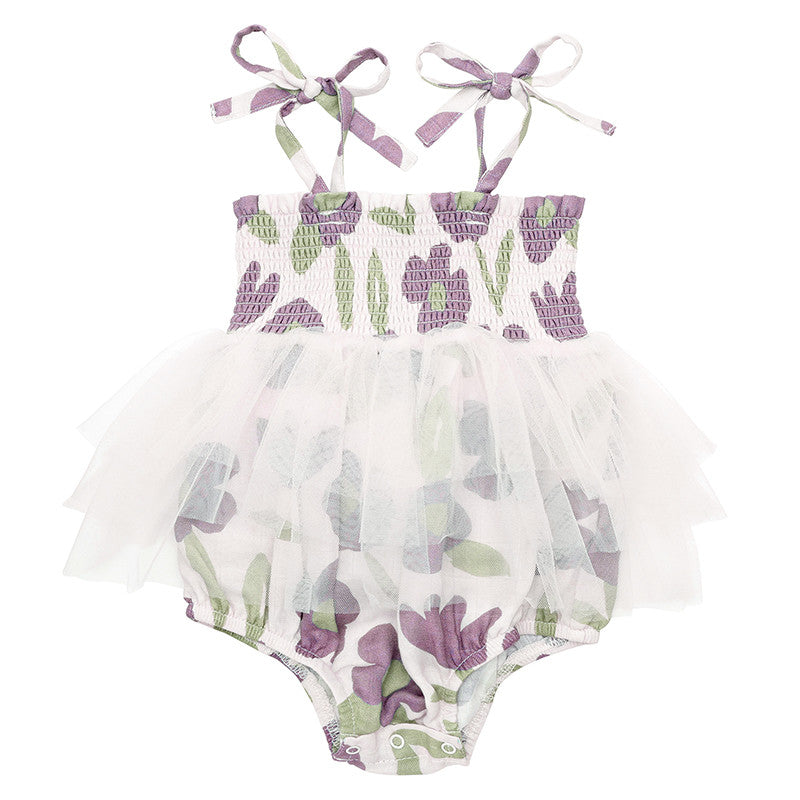 Stephen Baby Tutu Bubble Romper - Purple Floral 0-6 Months