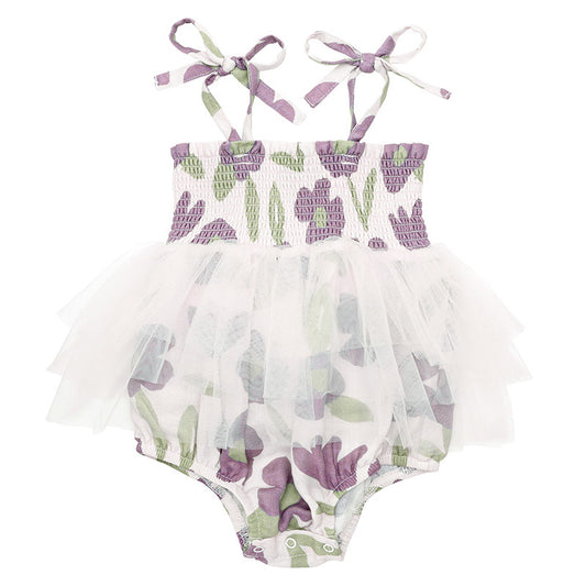Stephen Baby Tutu Bubble Romper - Purple Floral 0-6 Months