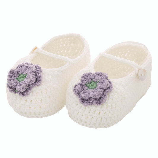 Stephen Baby Knit Baby Booties - Purple Flower