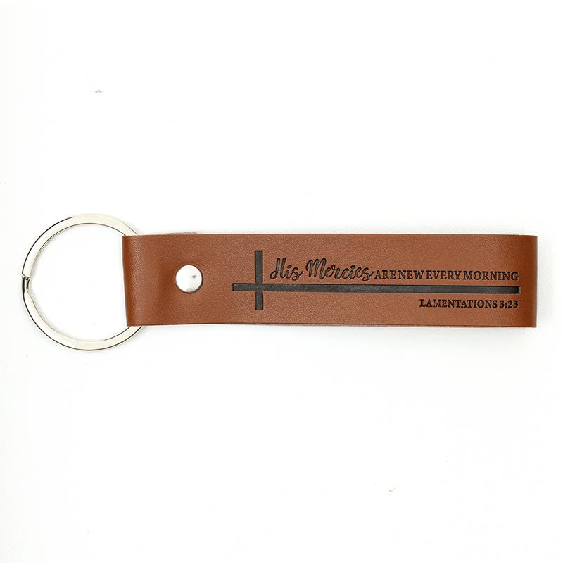 Brown Leather Faith Keychains