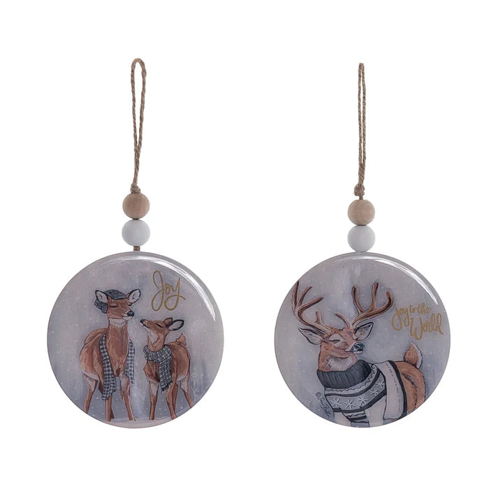Epoxy Winter Deer Disc Ornament