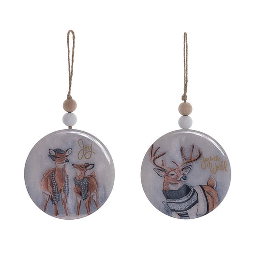 Epoxy Winter Deer Disc Ornament