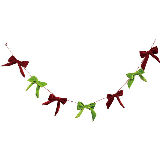 Plush Red & Green Bow Banner