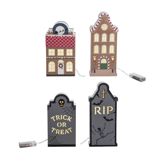 Reversible Light Up Wooden HalloweenDecor