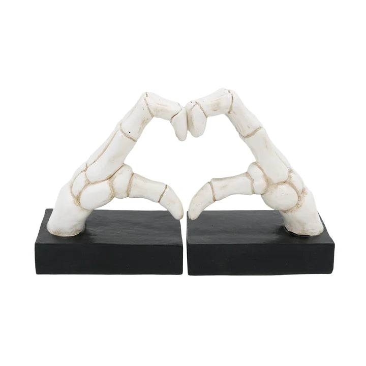 Heart Hands Skeleton Bookends