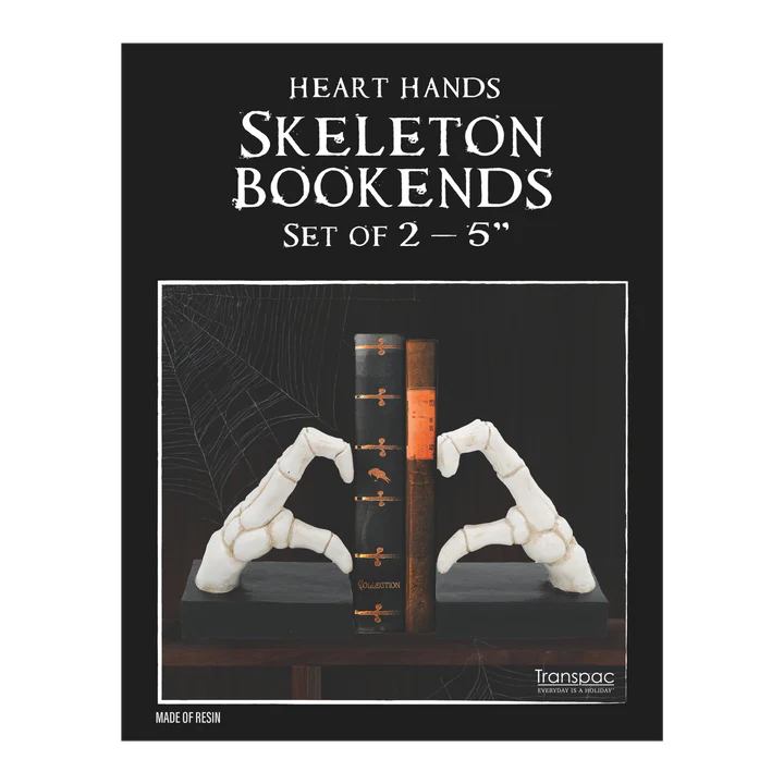 Heart Hands Skeleton Bookends