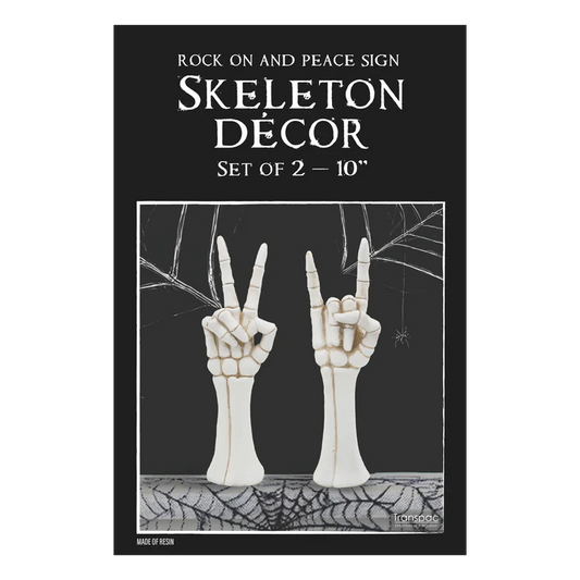 Rock On & Peace Sign Skeleton Hand Halloween Decor