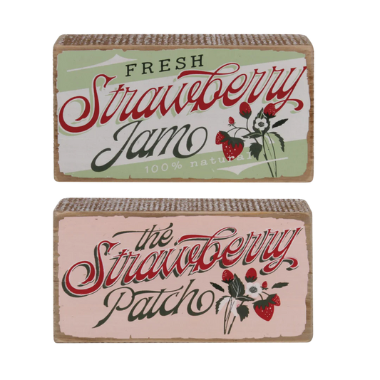 Wood Vintage Berry Block Decor