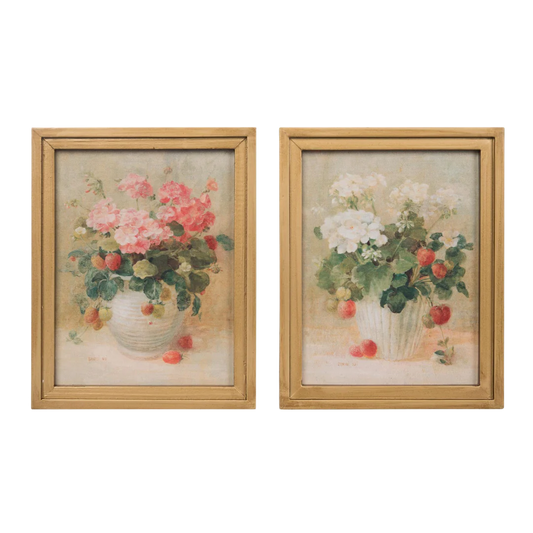 Strawberry Floral Canvas Art