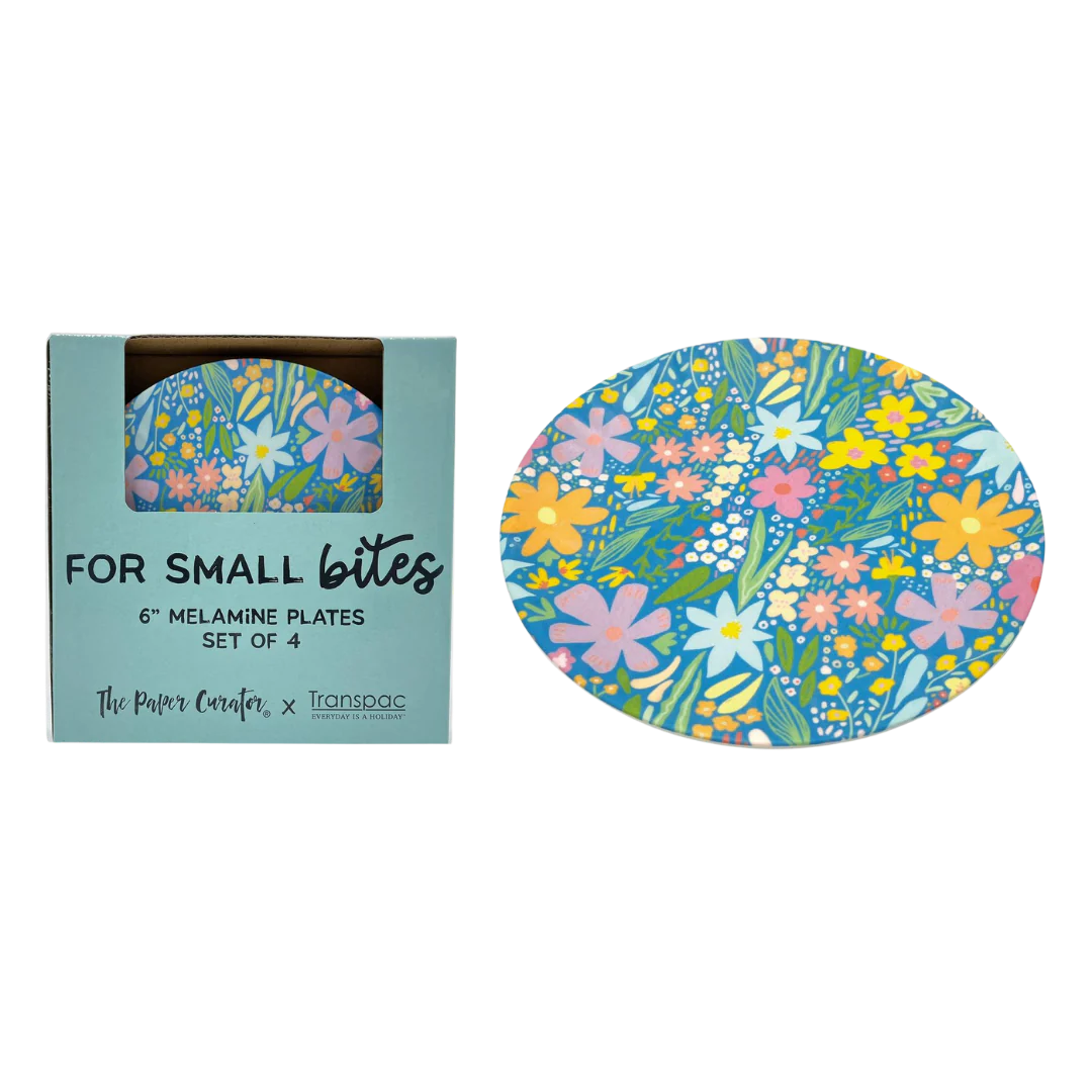 Melamine Floral App Plates S/4