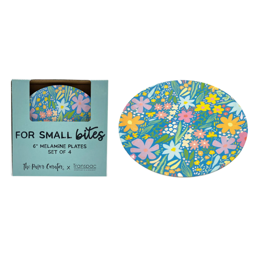 Melamine Floral App Plates S/4