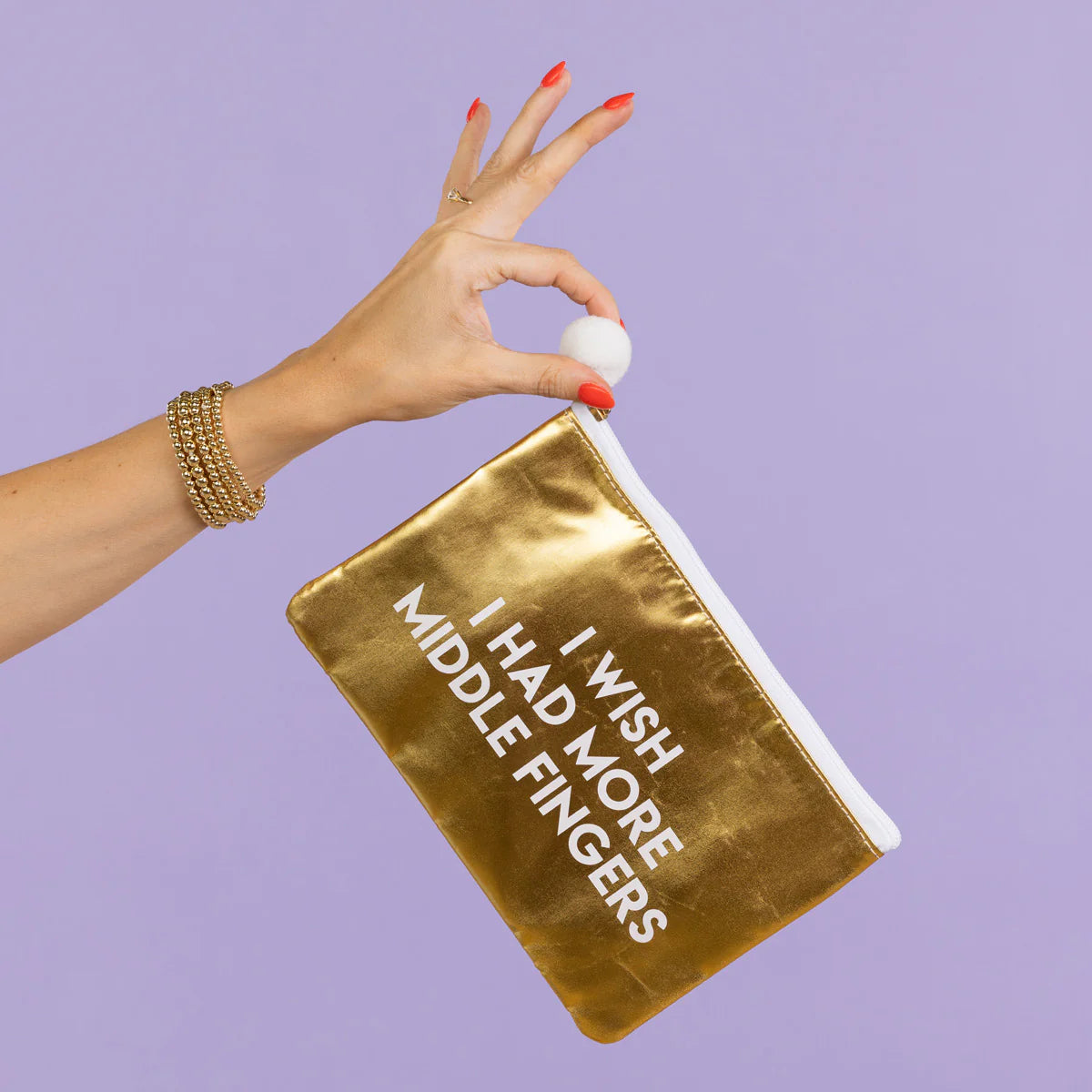 More Middle Fingers Gold Cosmetic Bag
