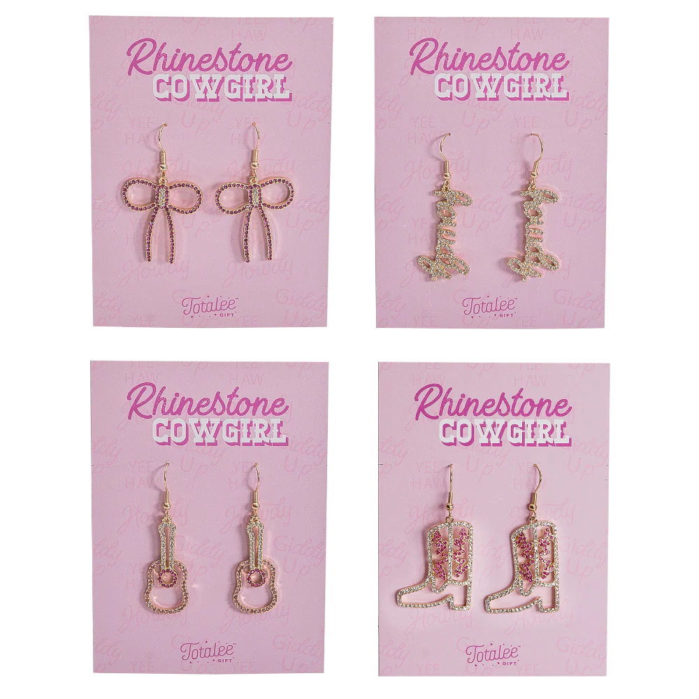 Dangle Rhinestone Cowgirl Earrings