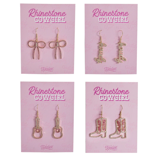 Dangle Rhinestone Cowgirl Earrings