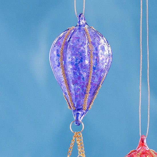 Glitterville Small Rainbow Glitter Hot Air Balloon Ornament