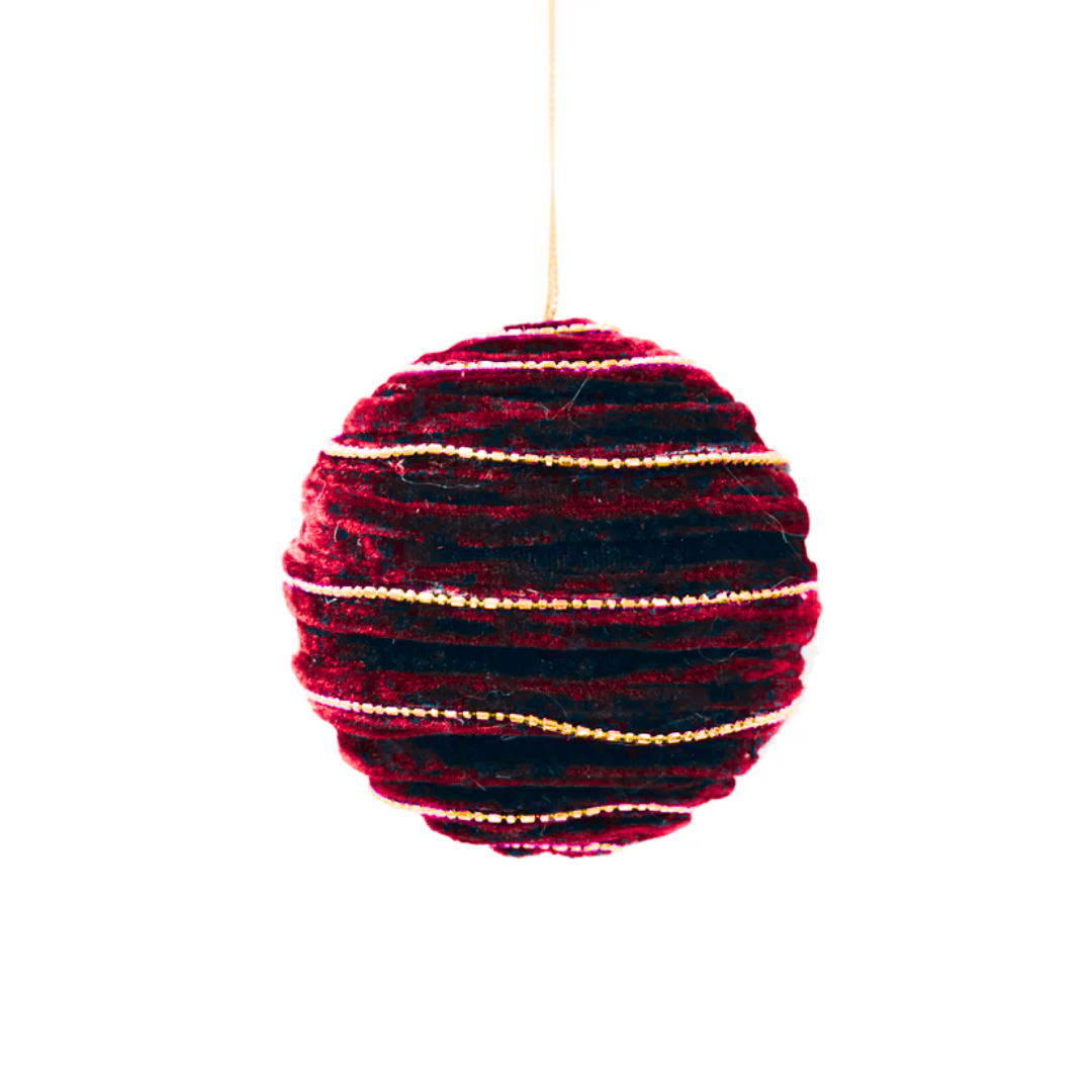 Spiral Chenille And Bead Ball Ornament 4"