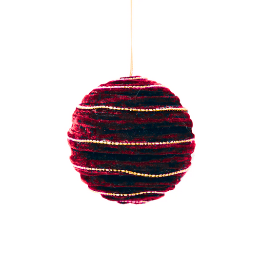 Spiral Chenille And Bead Ball Ornament 4"